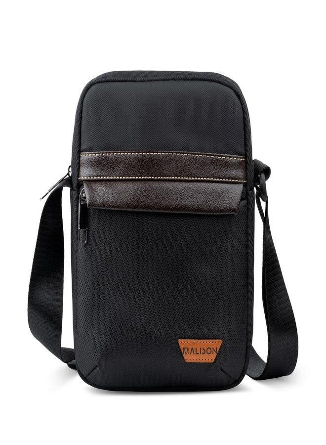Alison Sling Bag for Men 4L Small Side Bag Stylish Crossbody Bag for 9" iPad Pocket Premium Mobile Bag Polyester Water-Resistant Shoulder Bag for Business Office Casual (Black) - Image 1